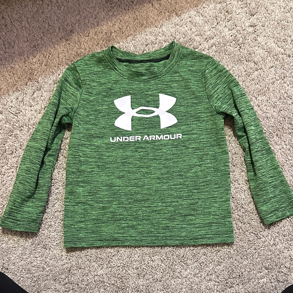Under Armour Kids' Heathered Green Long Sleeve Tee